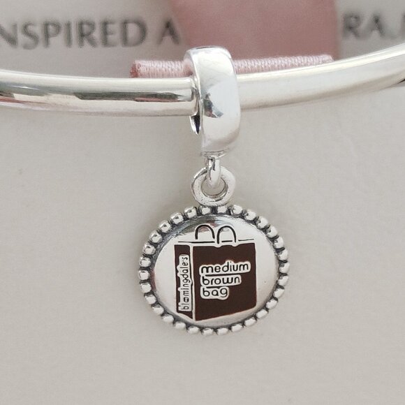 Pandora Medium Brown Bag Exclusive Dangle Charm S925 Silver Pendant with box - Picture 1 of 7